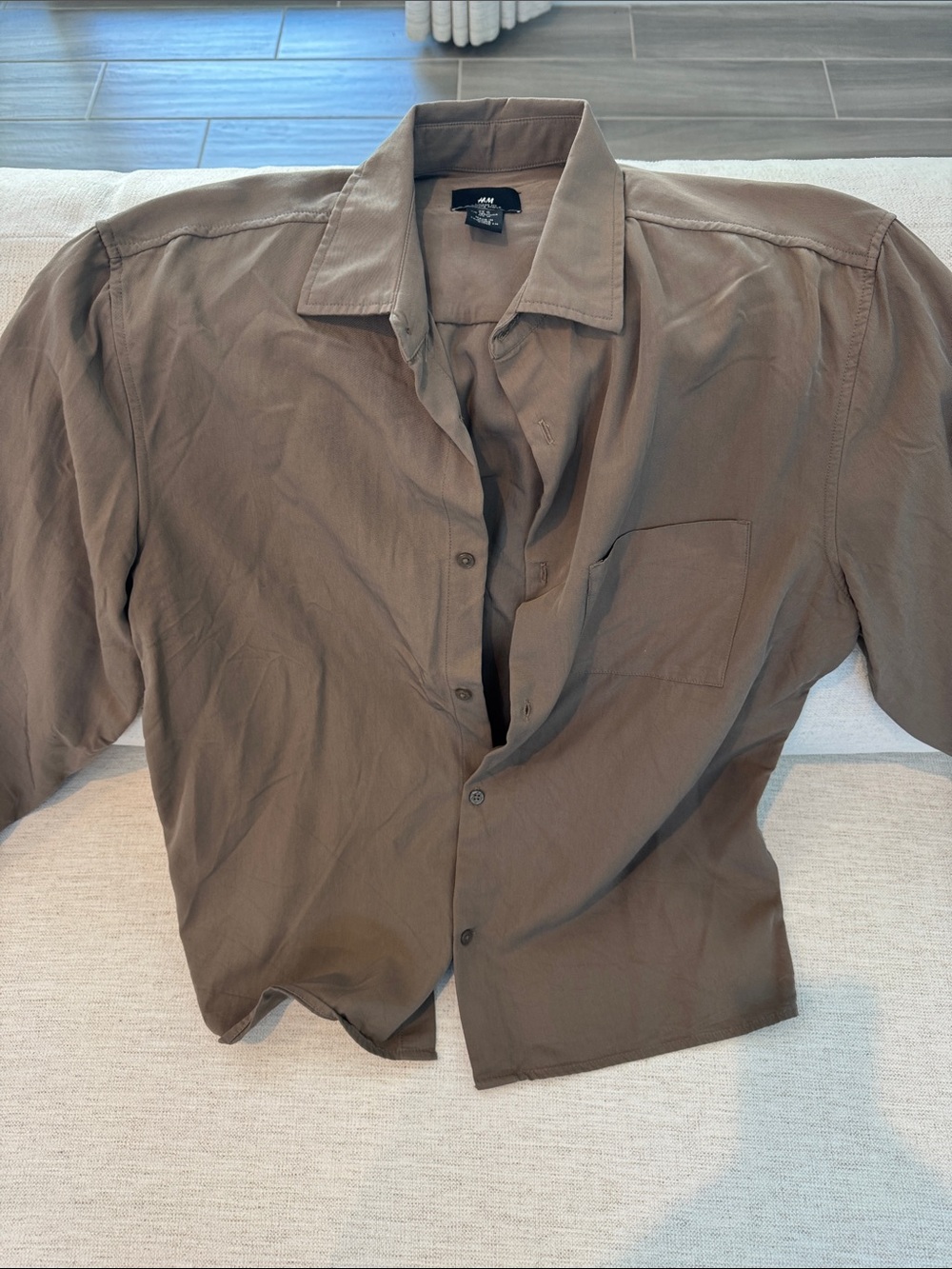H&M Loose Fit Shirt Jacket in Olive